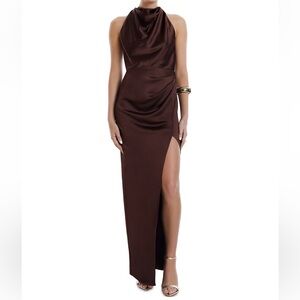 NWT! BCBGMaxAzria back twist halter gown